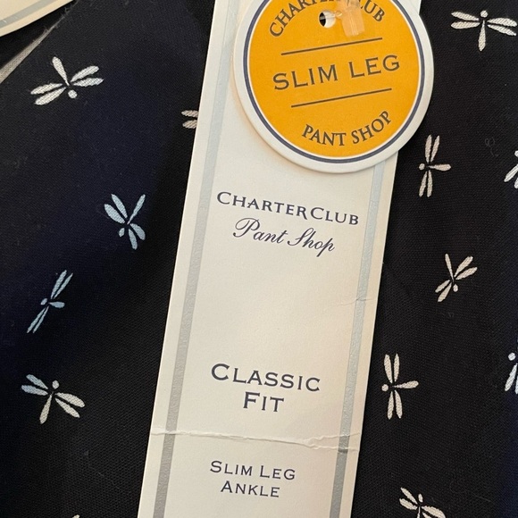 Charter Club classic fit, black pants with dragon flies, ankle length, size 8 - Picture 8 of 9